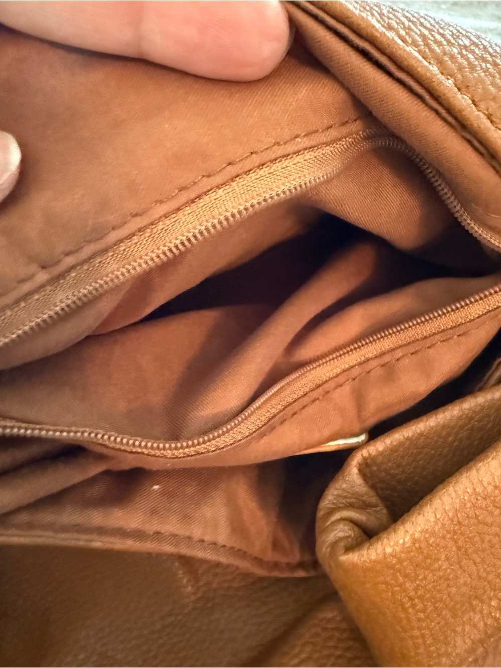 The Drop Stylish Knot-Handle  Viscose Hand Bag - Cognac Brown Perfect for Fall - Picture 5 of 8